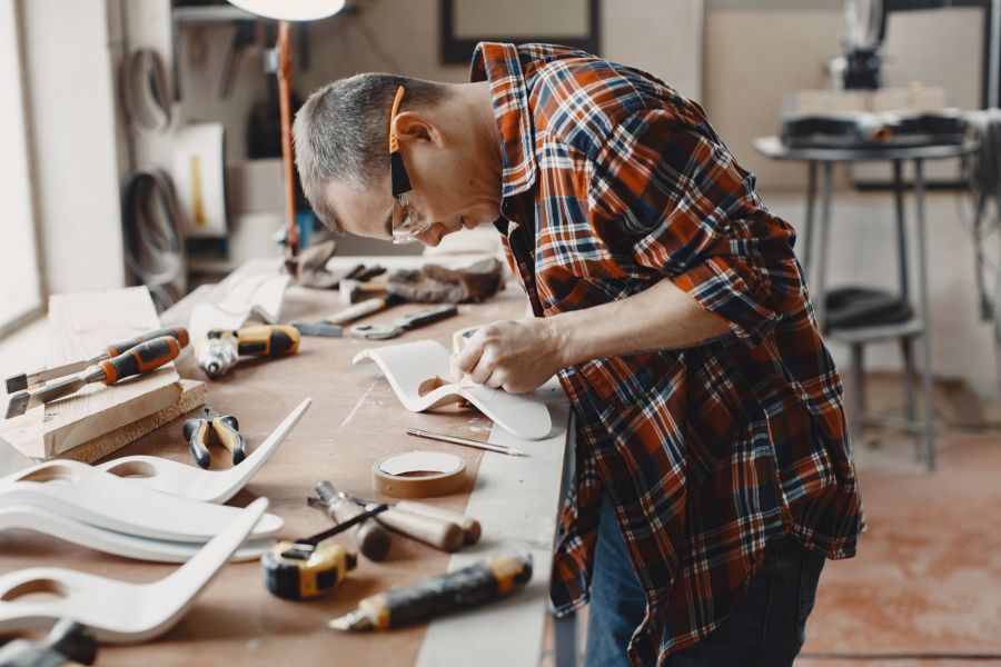 Craftsman cutting wood
