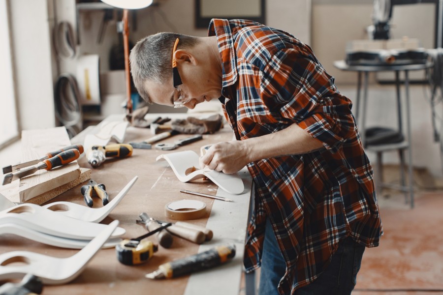 Craftsman cutting wood
