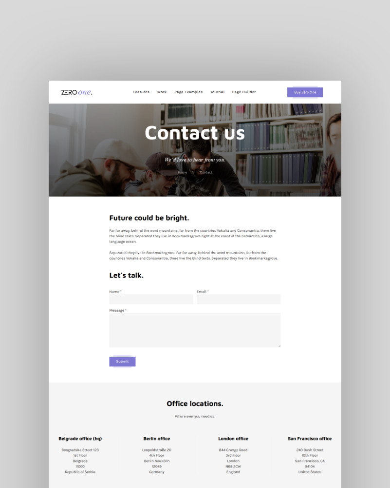 Contact page