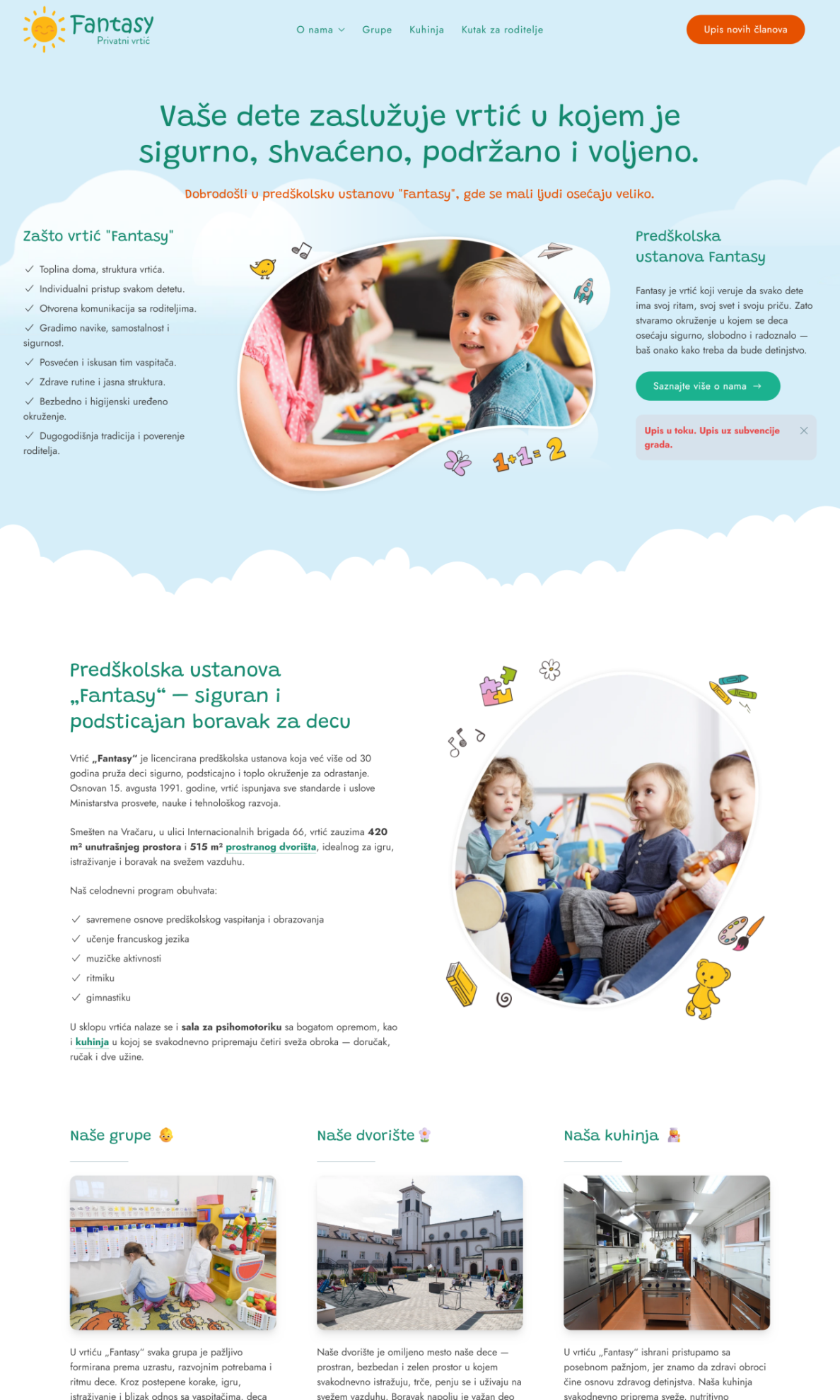 Fantasy Kindergarten website preview