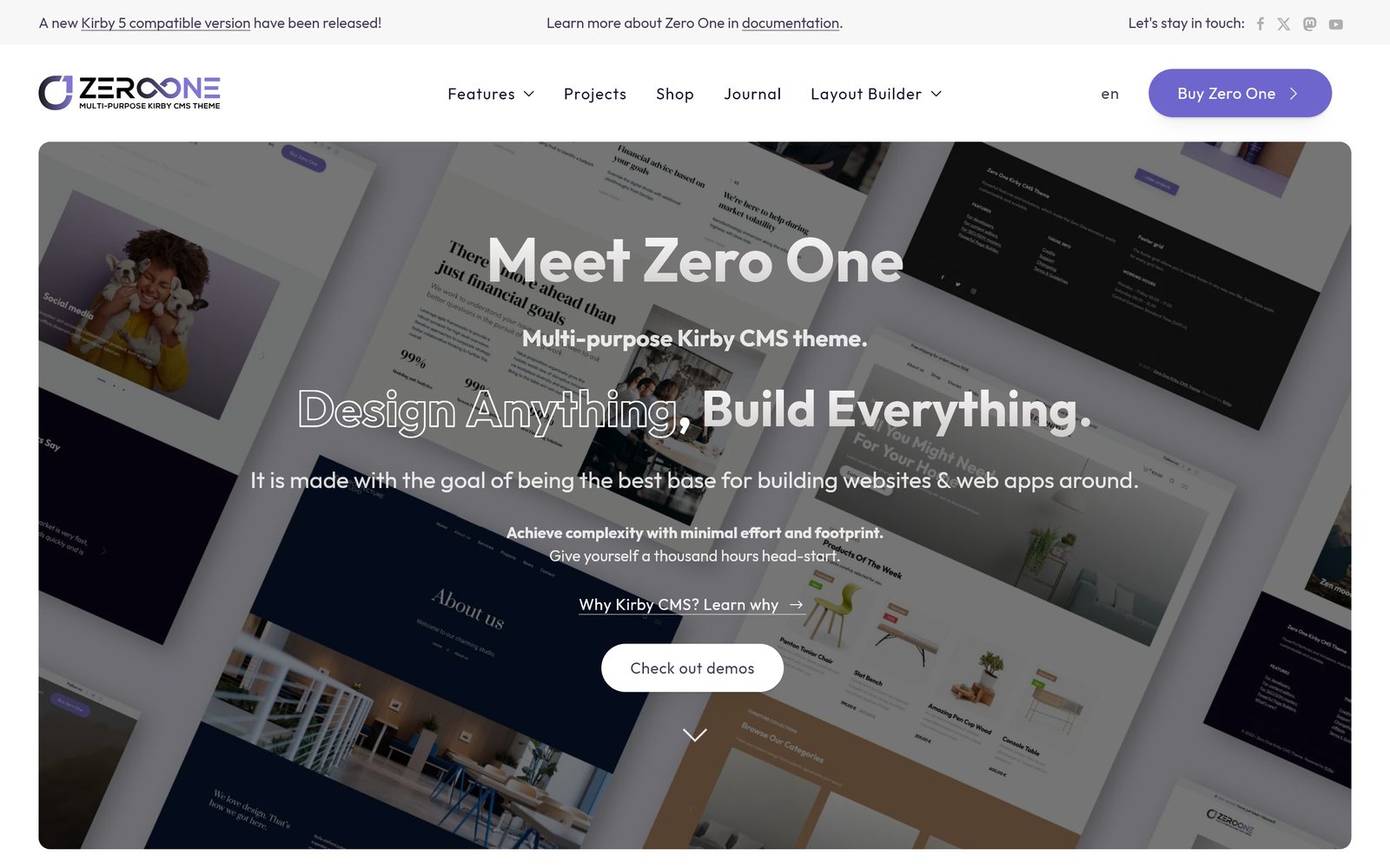 Zero One demo homepage